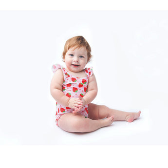 Zoocchini Ruffled One Piece Swimsuit UPF 50+ Easy Snap Crot