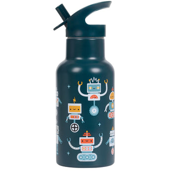 A Little Lovely Company 350ml Stainless Steel Bottle - Robots - 8719715005249