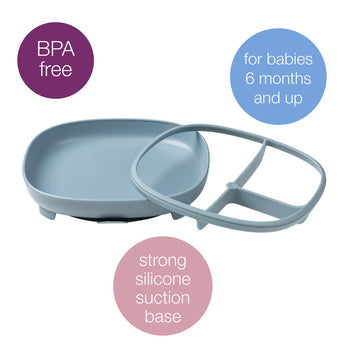 b.box 2 in 1 suction plate | Strong suction base | Removable divider to age up | Grows with your child | Curved sides for easy scooping | Dishwasher Safe | From 6m+