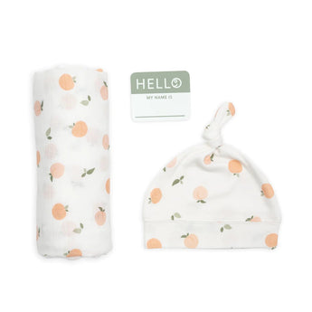 Bamboo Hat + Swaddle Blanket - Peaches - My Little Thieves
