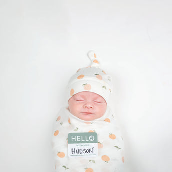 Bamboo Hat + Swaddle Blanket - Peaches - My Little Thieves