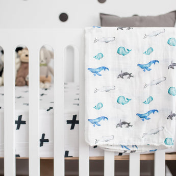 Bamboo Swaddle - Whales - My Little Thieves