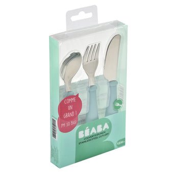 Beaba Stainless Steel Training Cutlery | Ergonomic Fork & Spoon Set - My Little Thieves
