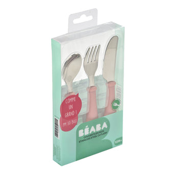Beaba Stainless Steel Training Cutlery | Ergonomic Fork & Spoon Set - My Little Thieves