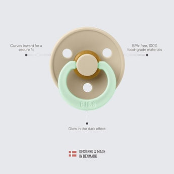 Bibs Colour Anatomical Glow Latex Pacifiers 2 Pack | Soother - My Little Thieves