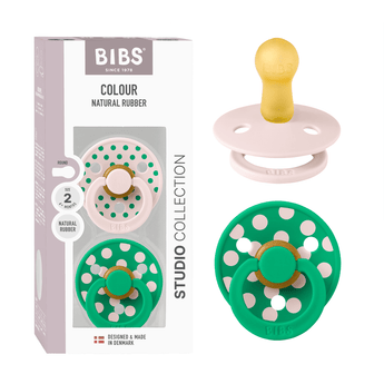 Bibs Studio Colour 2 Pack Latex Polka Design | Baby Soother - My Little Thieves