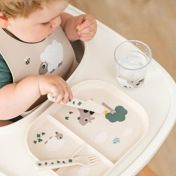 Done By Deer Foodie Compartment Plate Tiny Farm Sand | Anti Slip Kids Plate - My Little Thieves