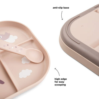 Done By Deer Foodie Compartment Plate Tiny Farm Sand | Anti Slip Kids Plate - My Little Thieves