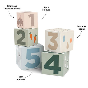 Done By Deer Stacking Cubes 5 Pcs Deer Friends Colour Mix | Baby Toys - My Little Thieves