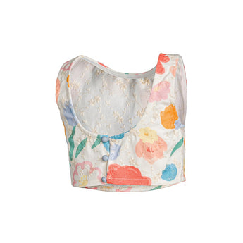 Embroidered Multicolored Flower Top & Skirt Jean Embroidery Set - My Little Thieves