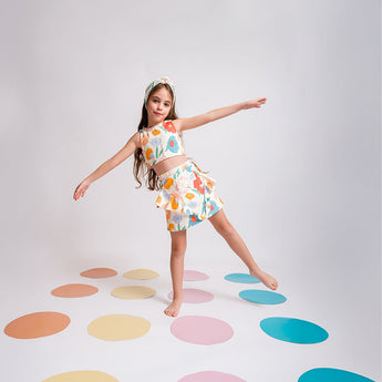 Embroidered Multicolored Flower Top & Skirt Jean Embroidery Set - My Little Thieves