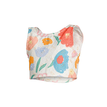 Embroidered Multicolored Flower Top & Skirt Jean Embroidery Set - My Little Thieves