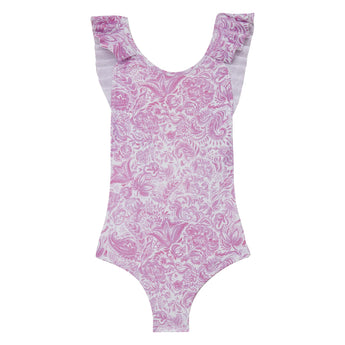 Girls' Paisley Lillac One Piece Pleated Swimwear - My Little Thieves