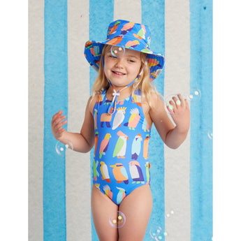 Girls Strap Bather Flamin Galahs Swimsuit | Kids Swimwear - My Little Thieves