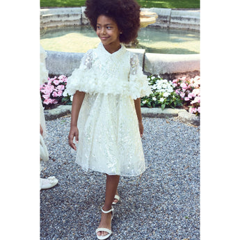 Junona Ethereal Girls Ivory Occasion Dress | Kids Fashion - My Little Thieves