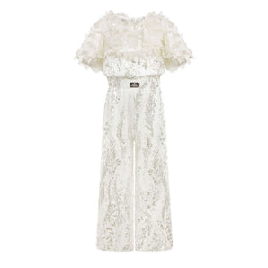 Junona Girls Ivory Occasion Jumpsuit | Kids Fashion - My Little Thieves