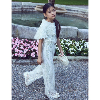 Junona Girls Ivory Occasion Jumpsuit | Kids Fashion - My Little Thieves