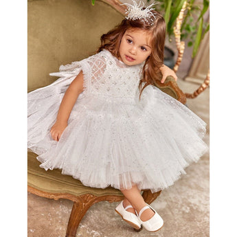 Junona White Tulle Girls Occasion Dress | Kids Fashion - My Little Thieves