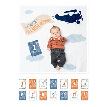 Lulujo Baby's First Year Milestone Blanket & Cards Set | Premium Muslin Gift - My Little Thieves