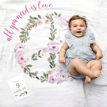 Lulujo Baby's First Year Milestone Blanket & Cards Set | Premium Muslin Gift - My Little Thieves