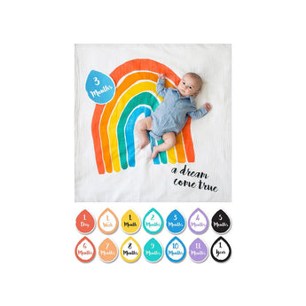 Lulujo Baby's First Year Milestone Blanket & Cards Set | Premium Muslin Gift - My Little Thieves