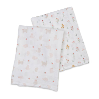 Lulujo Cotton Muslin Swaddles 2 Pack | Ultra Soft Breathable Baby Blankets - My Little Thieves