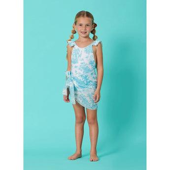 Marie Raxevsky Jungle Turquoise Girls Pleated Swimwear - My Little Thieves