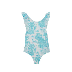Marie Raxevsky Jungle Turquoise Girls Pleated Swimwear - My Little Thieves