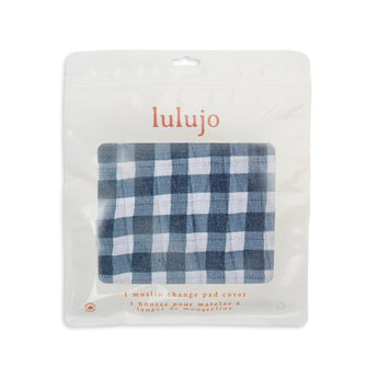 Muslin Change Pad Cover - Navy Gingham - My Little Thieves