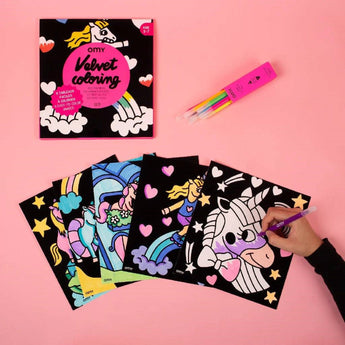 Omy Velvet Colouring Set | Kawaii Themed Creative Art For Kids - My Little Thieves