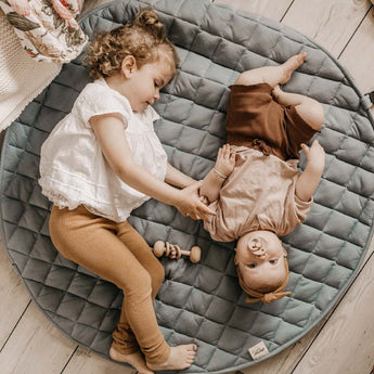Organic Soft Baby Play Mat and Storage Bag – Dusty Blue - My Little Thieves