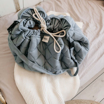 Organic Soft Baby Play Mat and Storage Bag – Dusty Blue - My Little Thieves