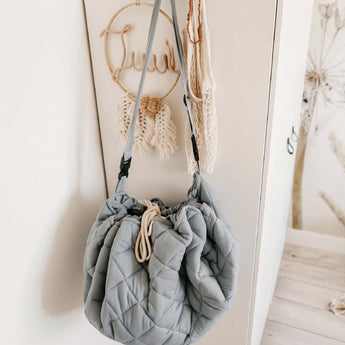 Organic Soft Baby Play Mat and Storage Bag – Dusty Blue - My Little Thieves