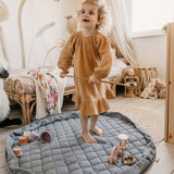 Organic Soft Baby Play Mat and Storage Bag – Dusty Blue - My Little Thieves