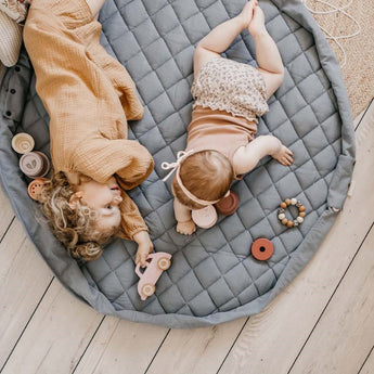 Organic Soft Baby Play Mat and Storage Bag – Dusty Blue - My Little Thieves