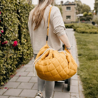 Organic Soft Baby Play Mat and Storage Bag – Mustard Chai Tea - My Little Thieves