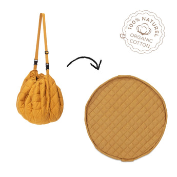 Organic Soft Baby Play Mat and Storage Bag – Mustard Chai Tea - My Little Thieves