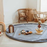 Organic Toy Storage Bag – Grid Blue - My Little Thieves