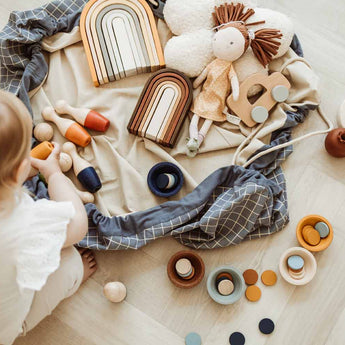 Organic Toy Storage Bag – Grid Blue - My Little Thieves