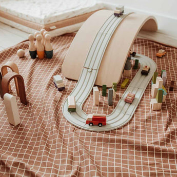 Organic Toy Storage Bag – Grid Brown - My Little Thieves