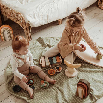 Organic Toy Storage Bag – Grid Green - My Little Thieves