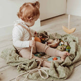 Organic Toy Storage Bag – Grid Green - My Little Thieves