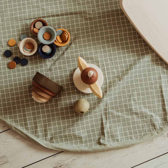 Organic Toy Storage Bag – Grid Green - My Little Thieves