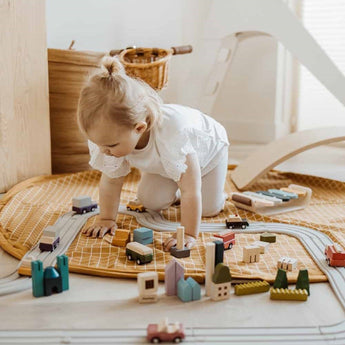 Organic Toy Storage Bag – Grid Mustard - My Little Thieves