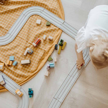 Organic Toy Storage Bag – Grid Mustard - My Little Thieves