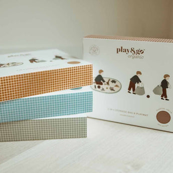 Organic Toy Storage Bag – Grid Mustard - My Little Thieves