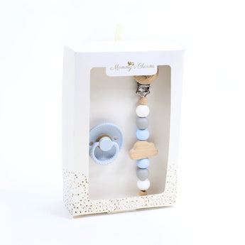 Personalized Cloudy Dreams Pacifier Clip + Pacifier Set - My Little Thieves