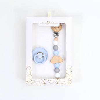 Personalized Cloudy Dreams Pacifier Clip + Pacifier Set - My Little Thieves