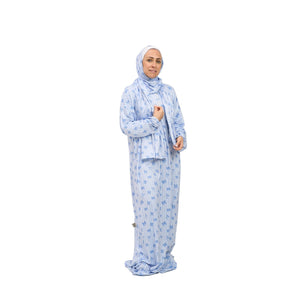 Rouqei Adult Prayer Outfit Blue Bow | Islamic Women Wear - My Little Thieves