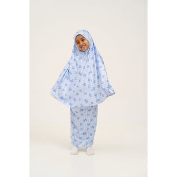 Rouqei Girls Prayer Set Blue Bow | Islamic Kids Wear - My Little Thieves